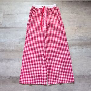 New Womens Summer One Size High Strech Checkered Wide Leg Cotton Pants